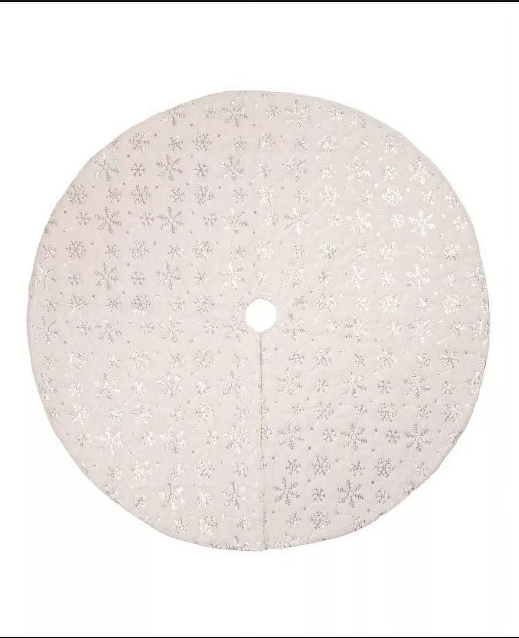 White Faux Fur Snowflake Christmas Tree Skirt, 48 Inches