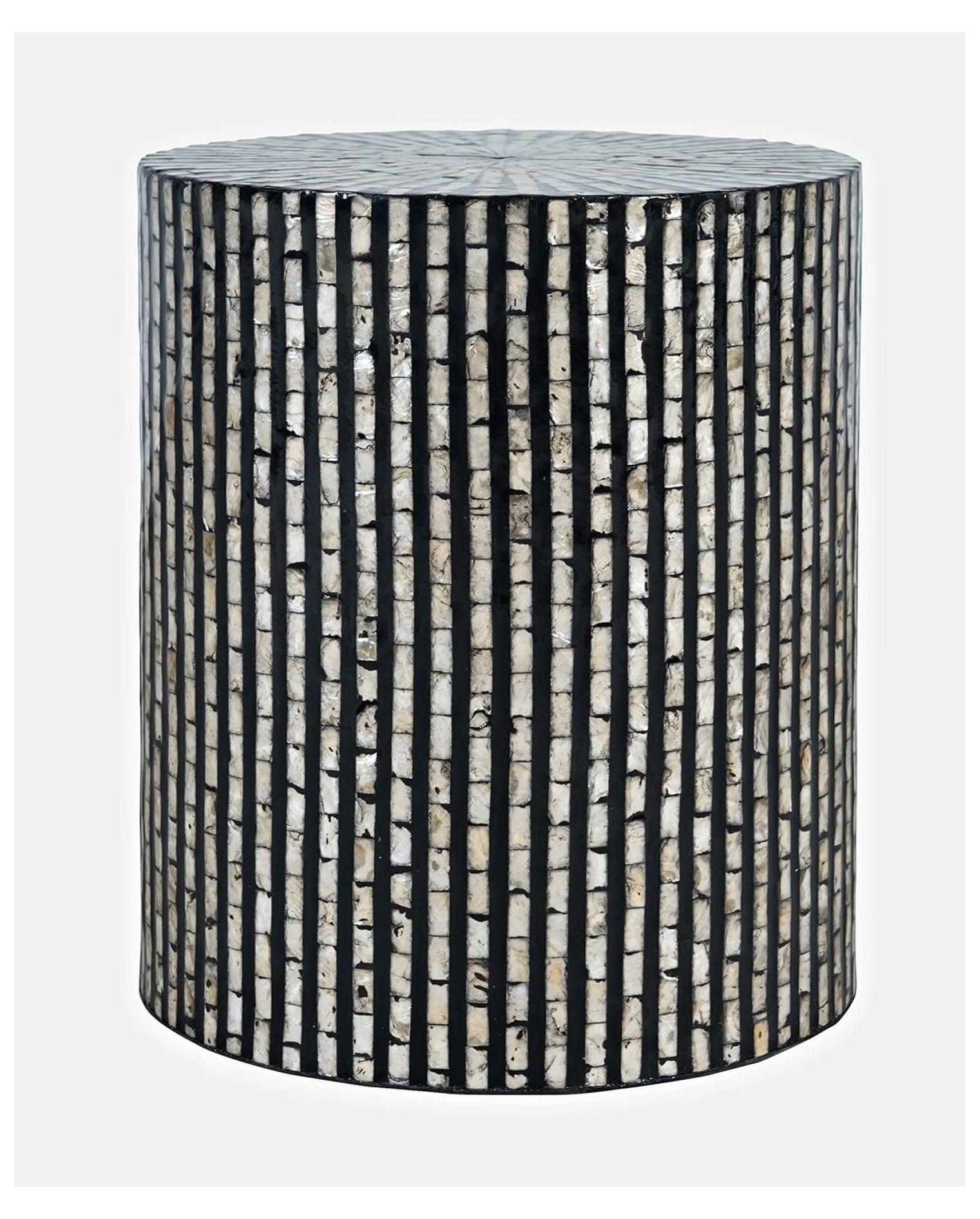 Global Archive Handcrafted Capiz Shell Terrazzo Modern Accent End Table