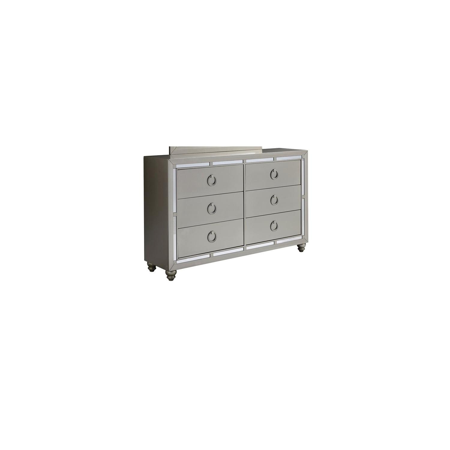 Riley Silver Rectangular Wood Dresser with Mirror