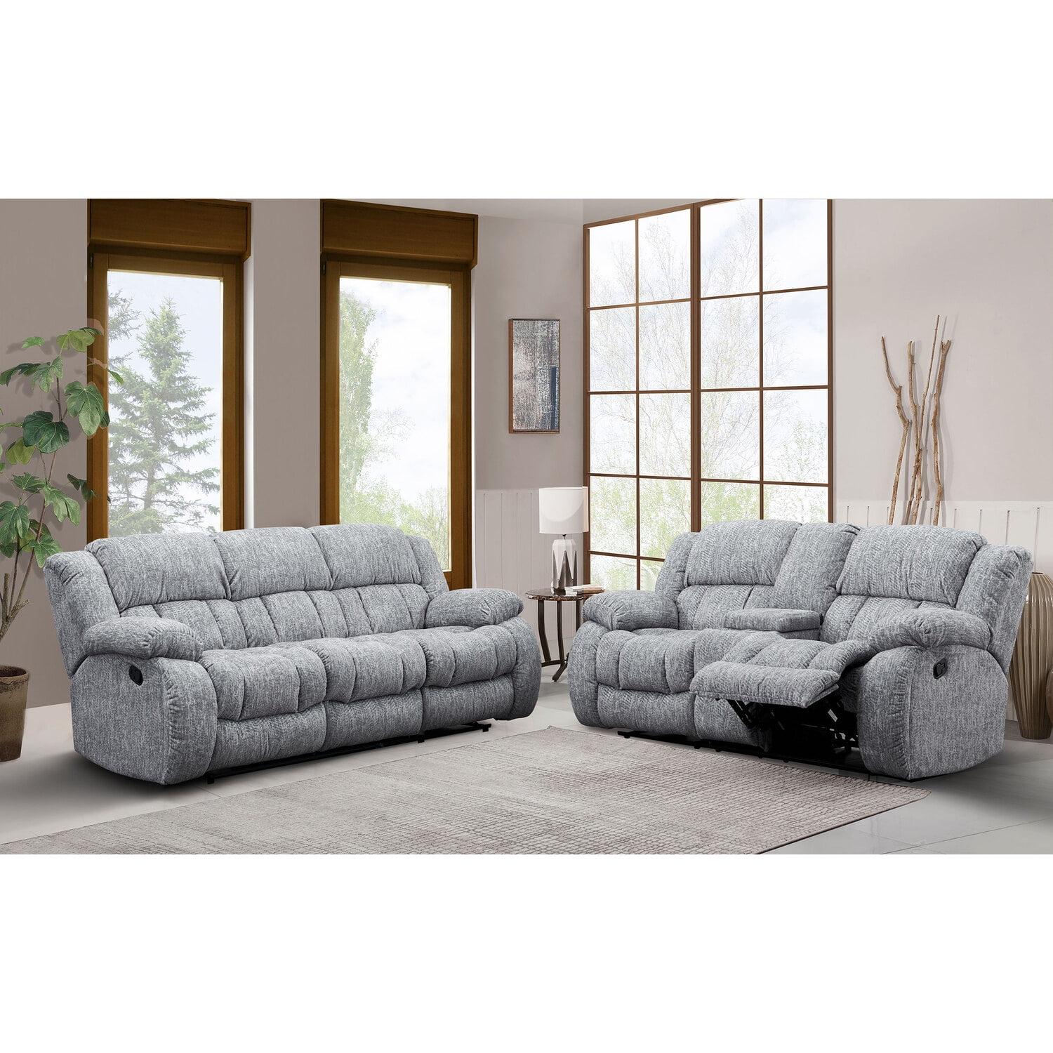 Global Furniture USA U250 Light Gray Upholstered Fabric Reclining Sofa