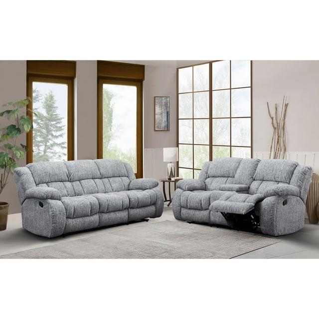 Global Furniture USA U250 Light Gray Upholstered Fabric Reclining Sofa