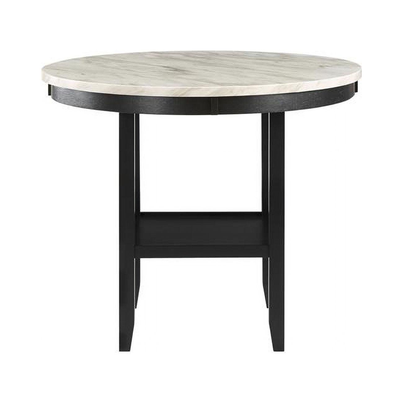 Light Gray Rubberwood Pub Table with 4 Fabric Chairs