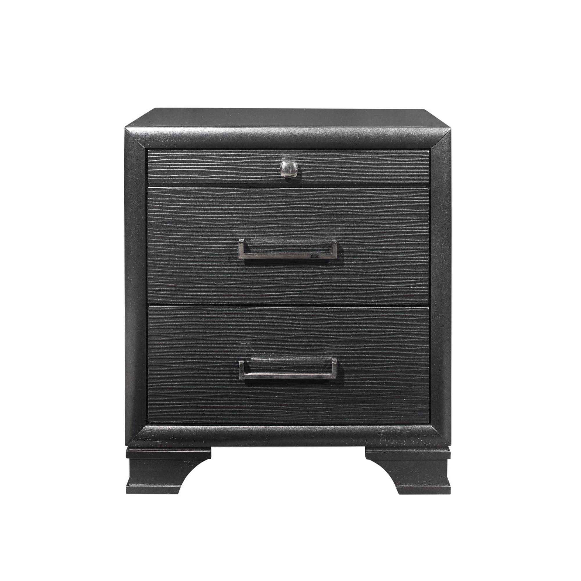 Jordyn Textured Gray 3-Drawer Nightstand with Acrylic Handles