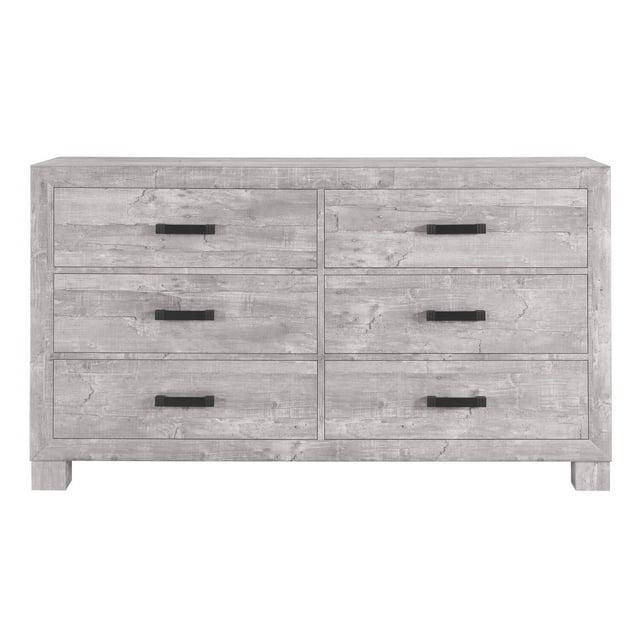 Global Furniture USA Nolan Light Gray Solid Wood 6-Drawer Dresser