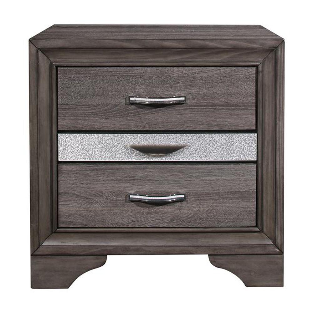 Elegant Grey 3-Drawer Nightstand with Jewelry Storage