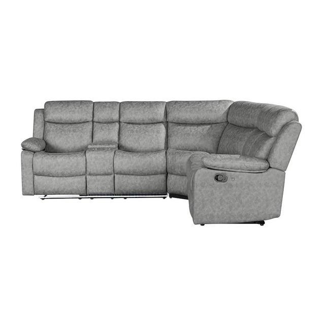 Global Furniture USA U6026 Light Gray Upholstered Fabric Sectional with LED