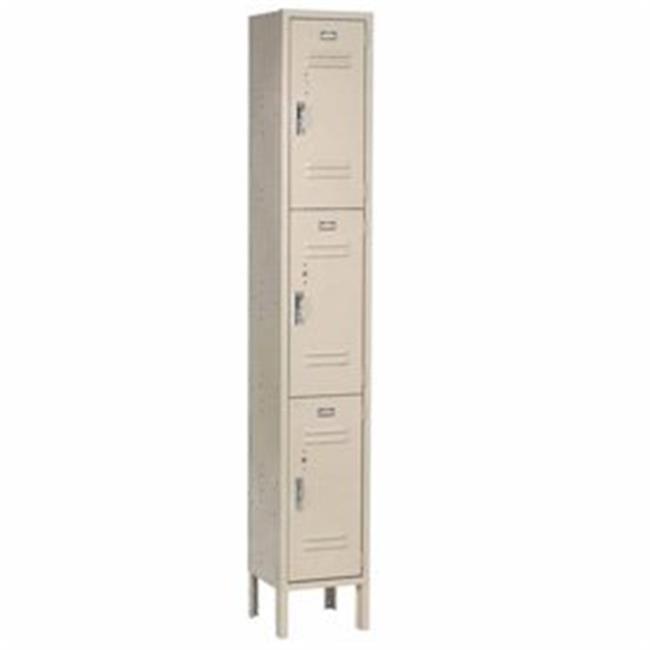 Tan 3-Tier Steel Office Locker with Lockable Doors