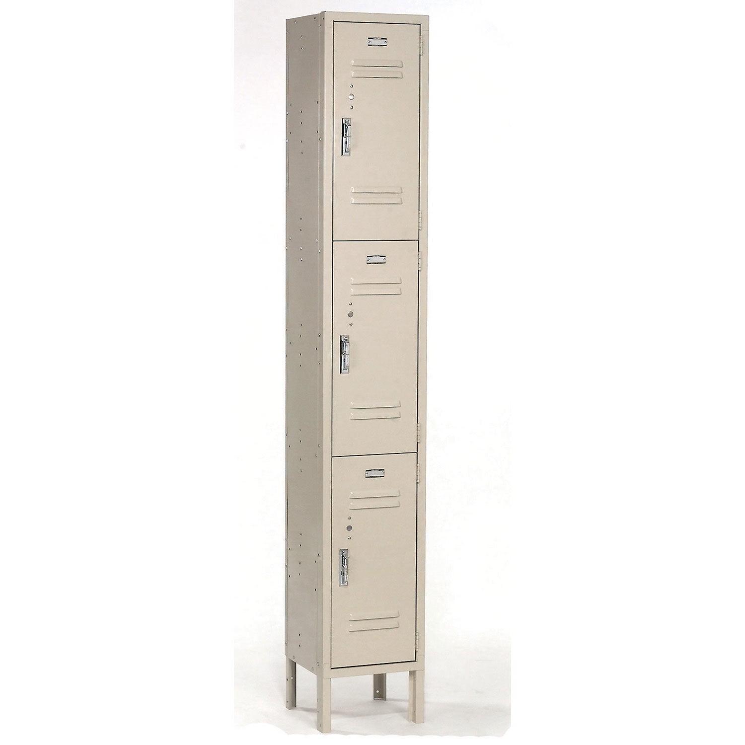 3 Tier Locker, 12 X 15 X 24, 3 Door, Ready To Assemble, Tan