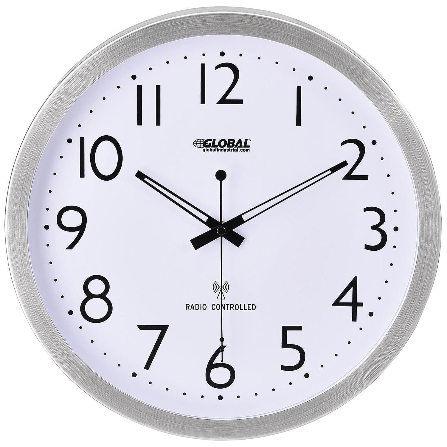 14" Silver Atomic Wall Clock with White Face