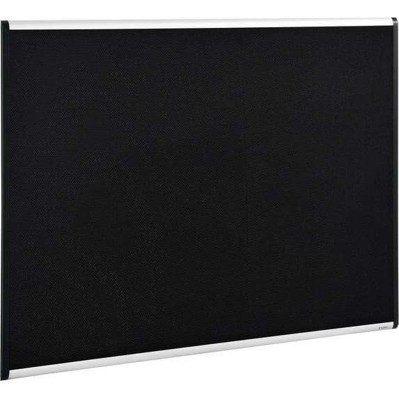 Black Fabric Mesh Bulletin Board with Aluminum Frame, 36"W x 24"H