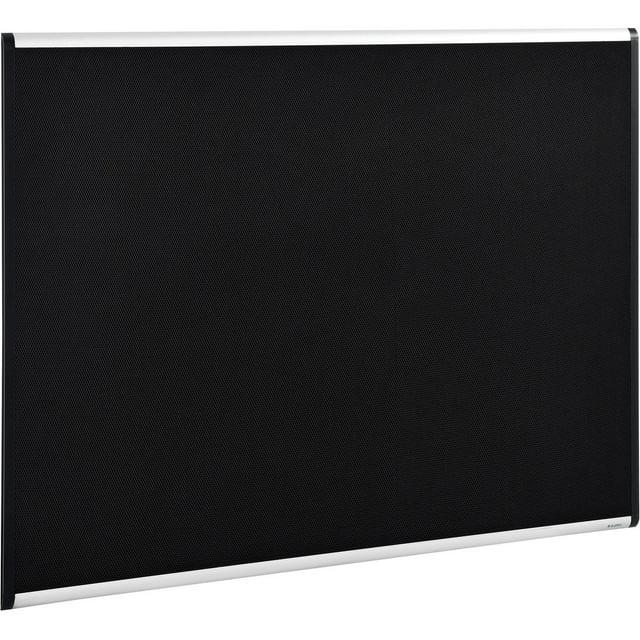 Black Fabric Mesh Bulletin Board with Aluminum Frame, 36"W x 24"H