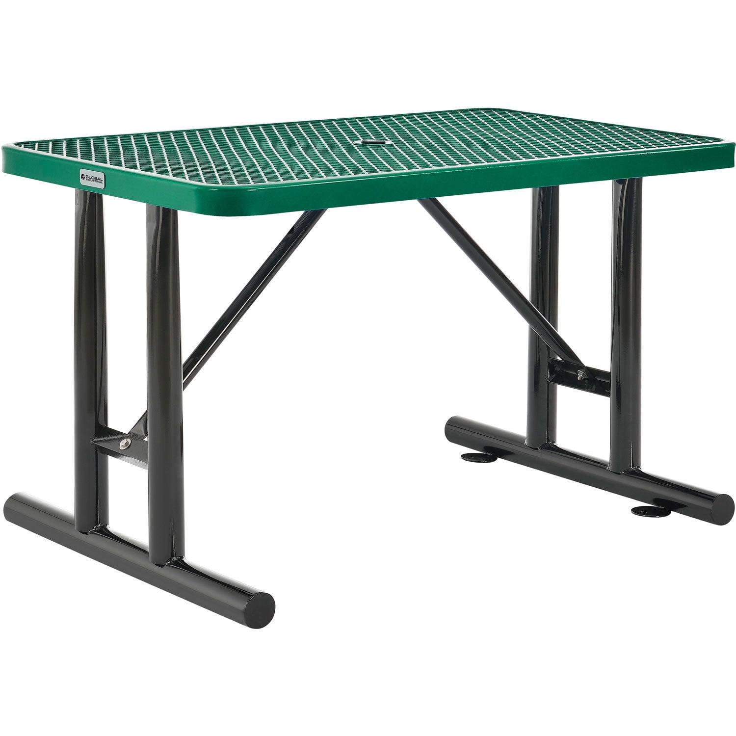 Global Industrial 4' Rectangular Steel Outdoor Table, Expanded Metal, Green