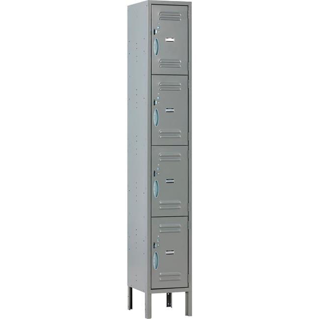 Gray 4-Tier Steel Locker with Padlock Hasp