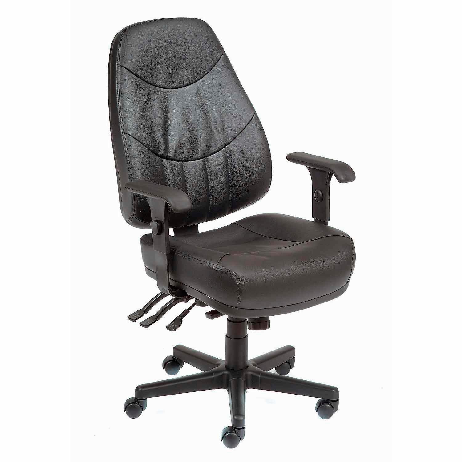 Interion Office Chair With High Back & Adjustable Arms, Leather, Black