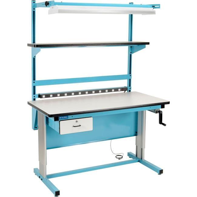 Blue 60" x 30" Ergonomic Workbench with ESD Laminate Top