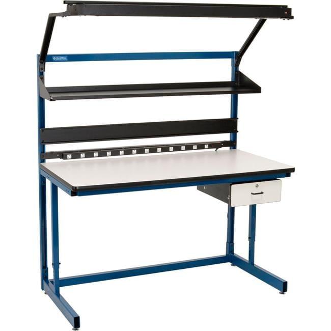 Cantilever 60'' Blue Workstation with Plastic Laminate Top and Drawer