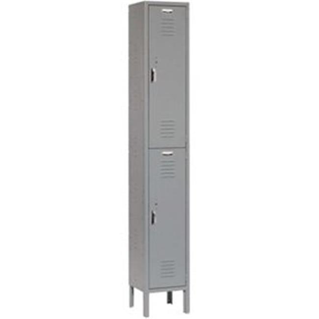 Gray Double Tier Steel Office Locker with Padlock Hasp