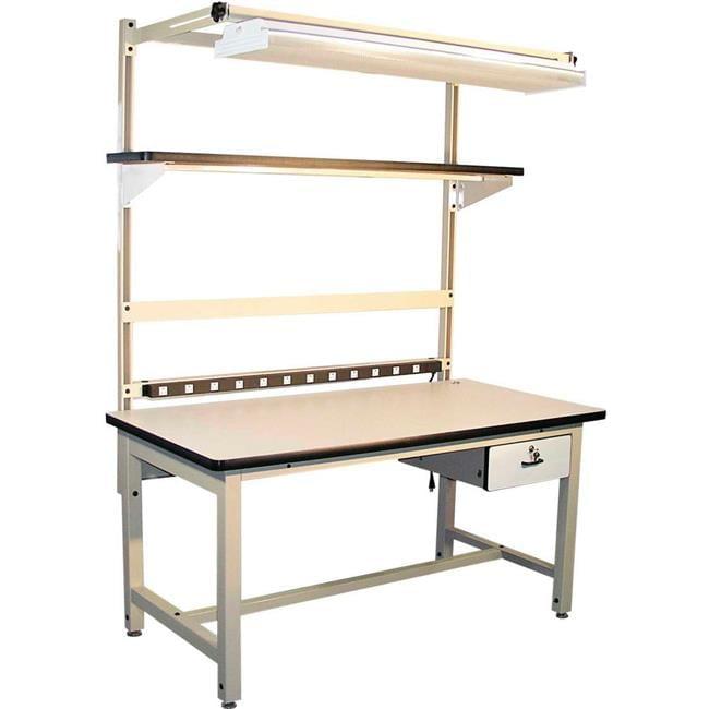 Beige ESD Laminate 72" Workbench with Power Supply and Drawer