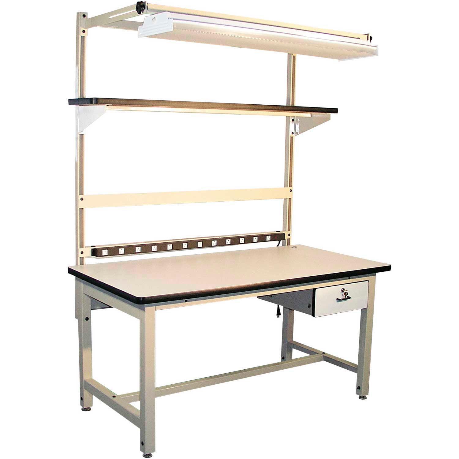 Global Industrial B2334702 72 x 30 in. ESD Laminate Top Bench-In-A-Box Standard Workbench, Beige