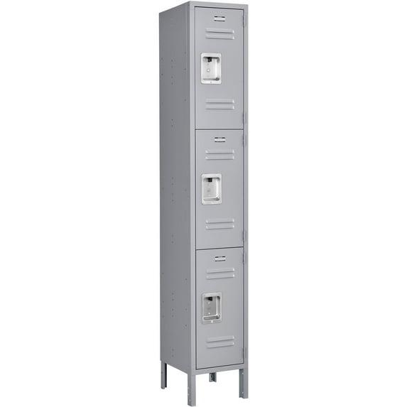3-Tier 3 Door Locker, 12"Wx15"Dx24"H, Gray, Unassembled