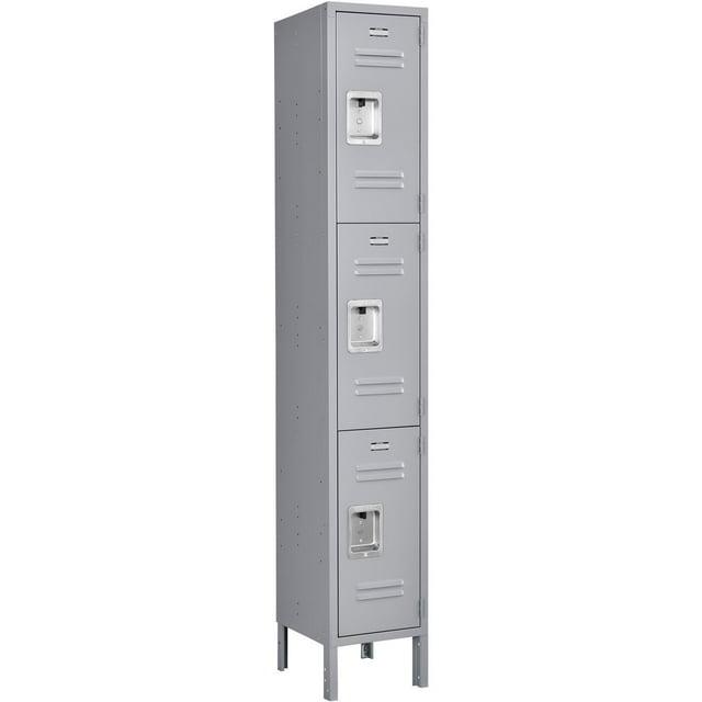 Global Industries 493413GY Infinity Locker 3 Tier 12 x 15 x 24 in. 3 Door Ready to Assemble - Gray