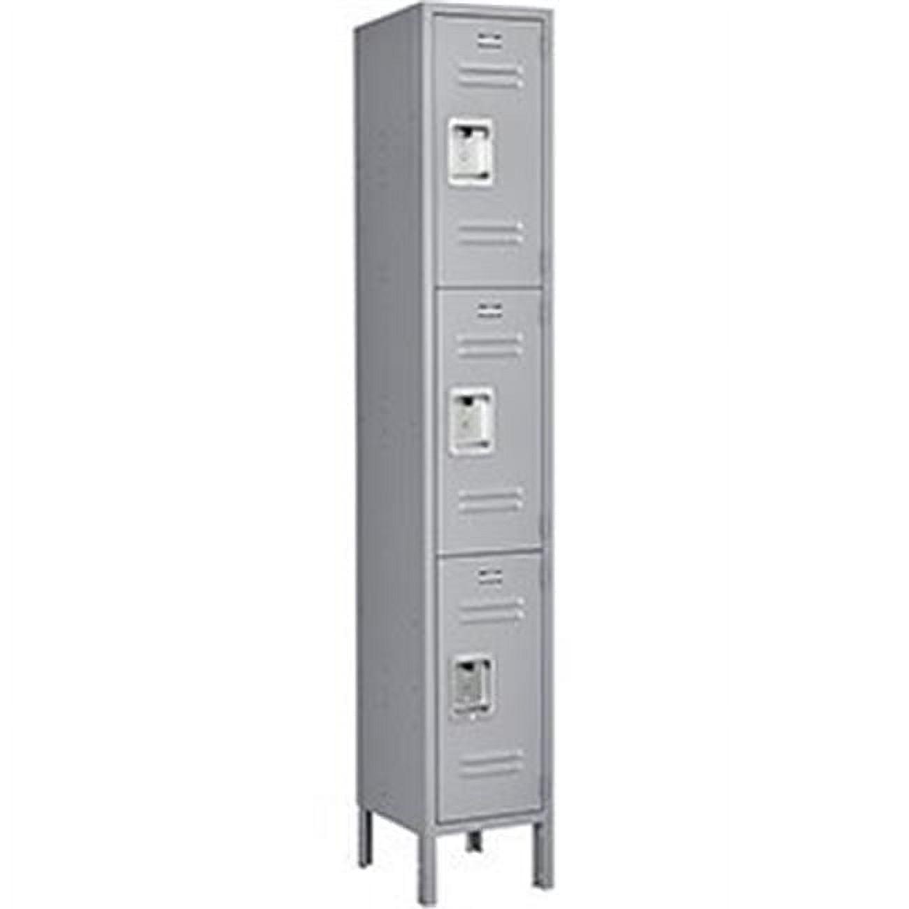 Gray Triple Tier Steel Office Locker with Padlock Hasp