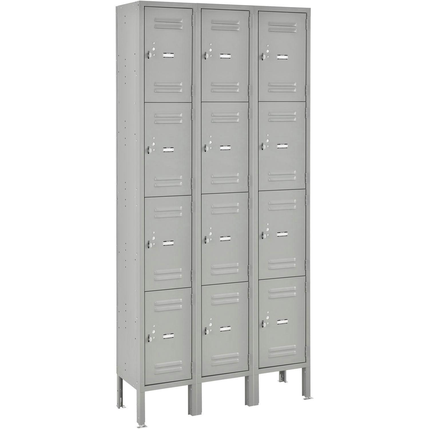 Gray 4-Tier 12-Door Steel Locker with Padlock Hasp