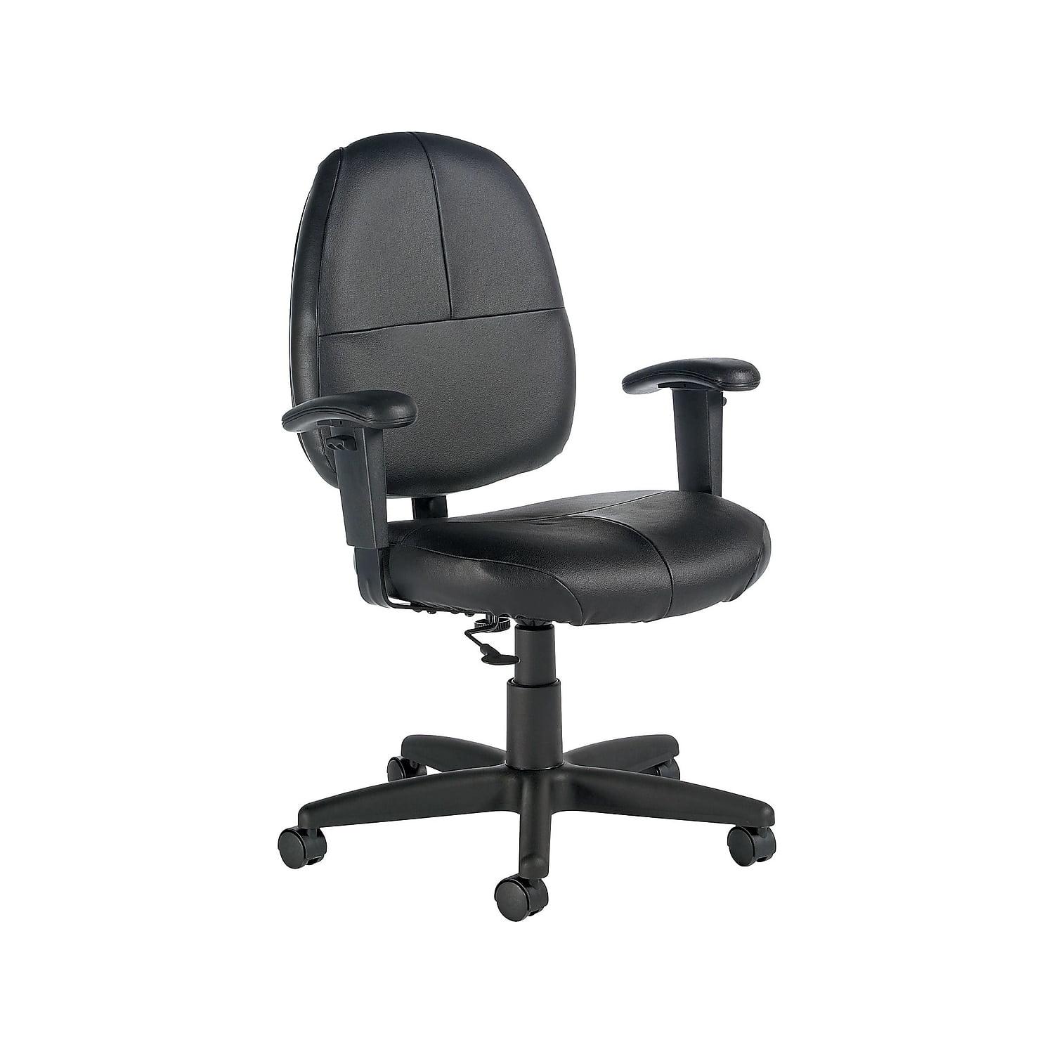 Black Adjustable Leather Task Chair with Armrests