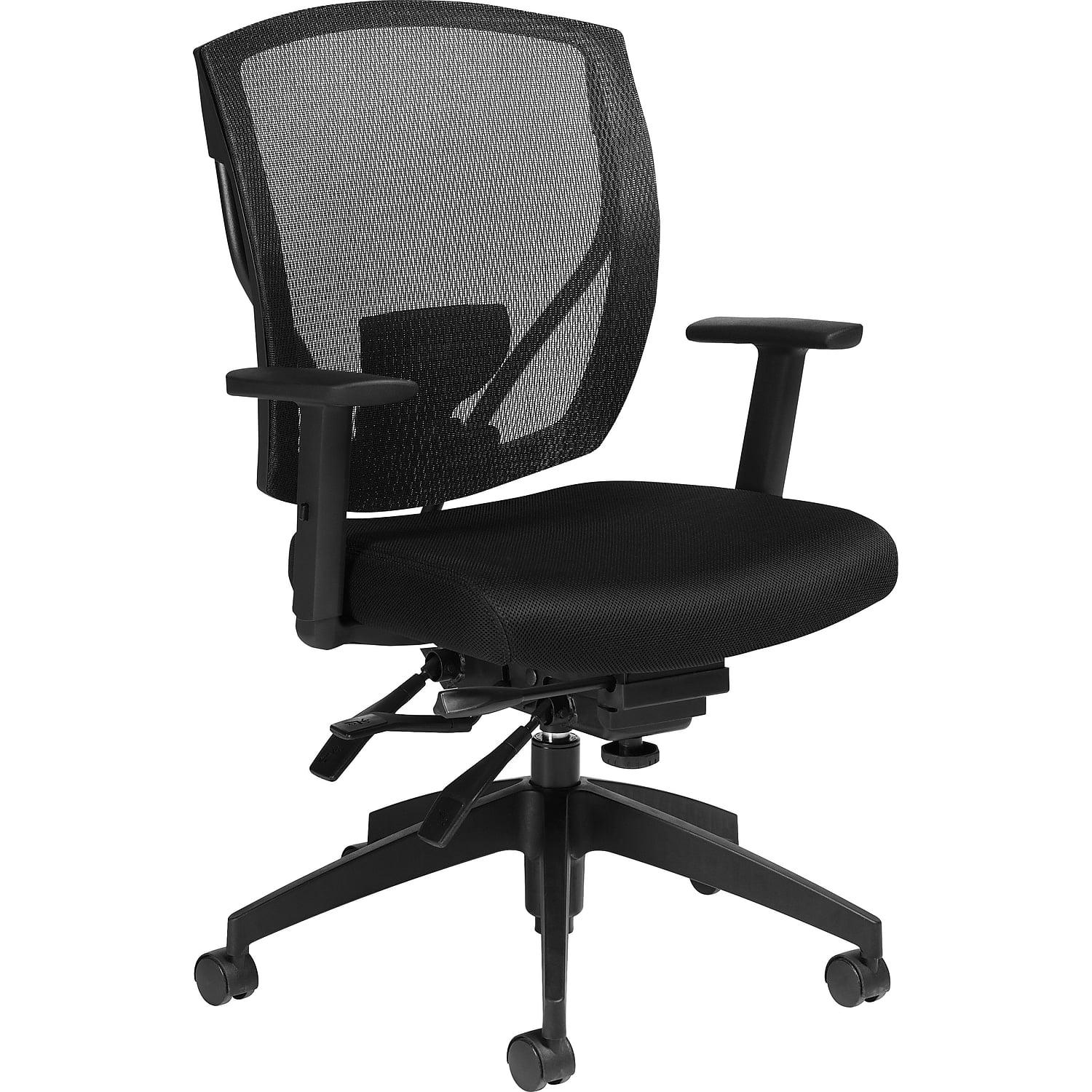 Adjustable Black Mesh Fabric Task Chair with Swivel Arms