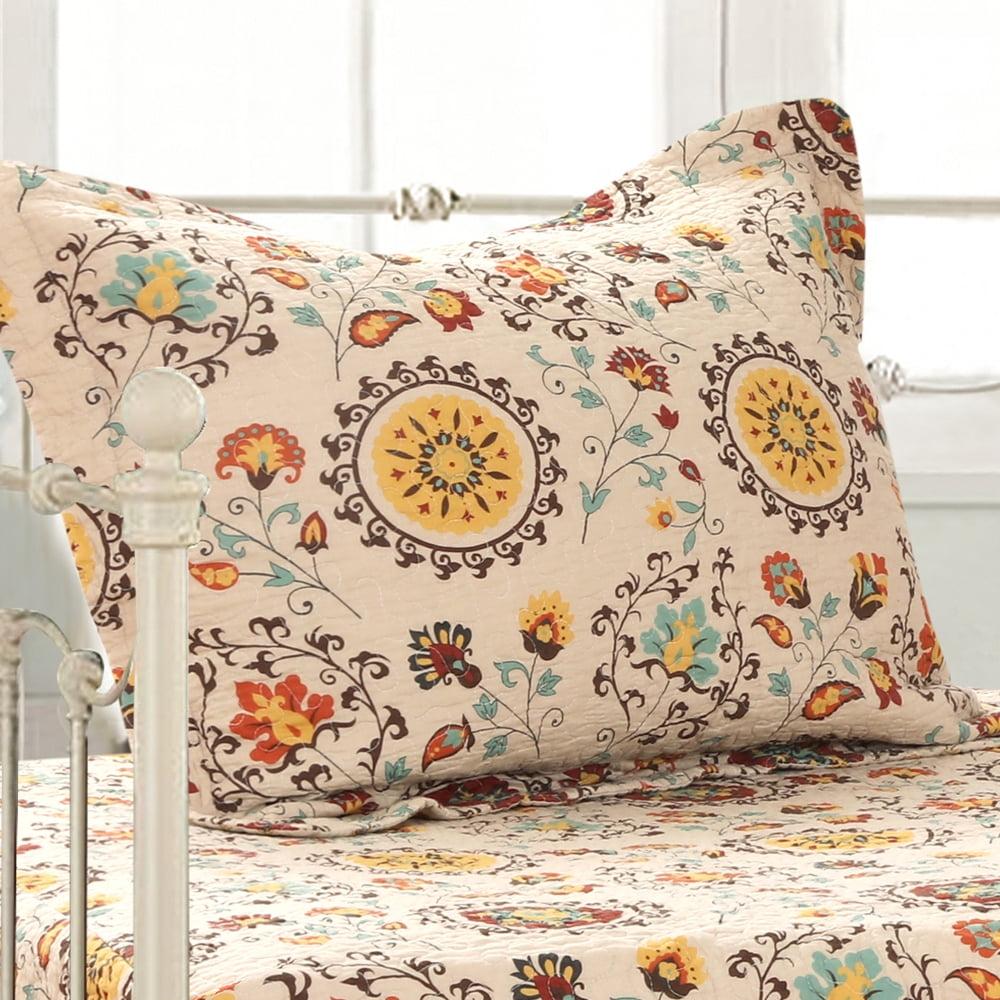 Andorra Sham Standard Floral Design 20in x 26in Multicolor by Greenland Home Fashion