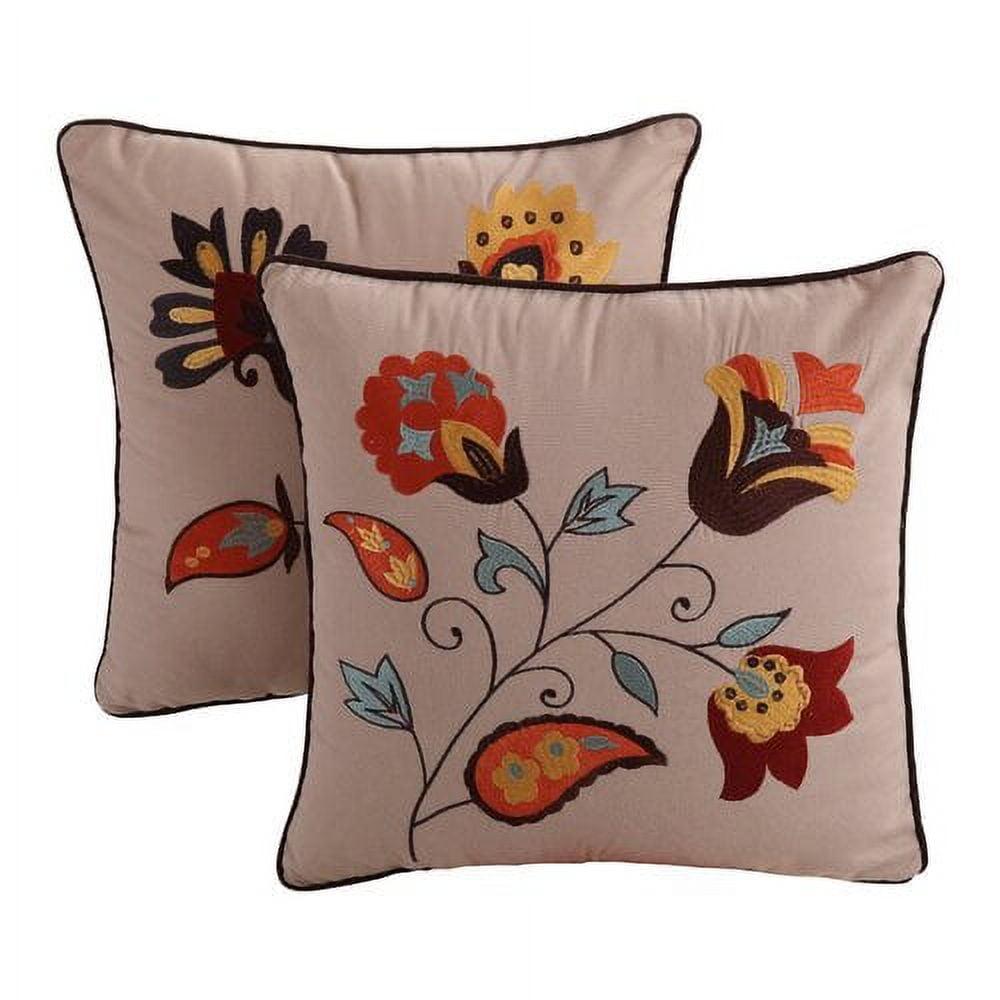 Andorra Embroidered Cotton Throw Pillow Pair