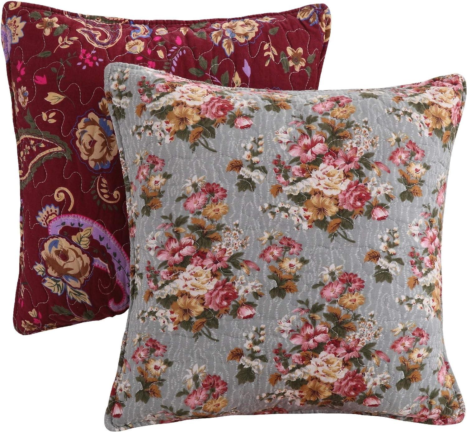 Antique Chic Floral Paisley Cotton Throw Pillow Set