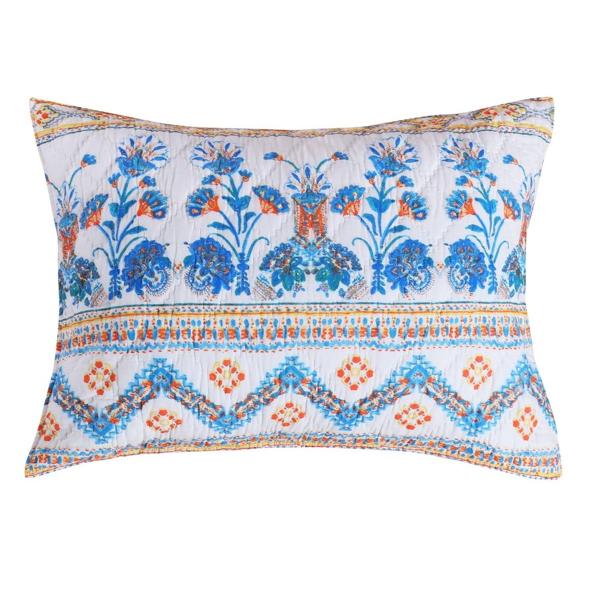 Barefoot Bungalow Aleena Foulard Print Pillow Sham, Ivory - King 20x36"