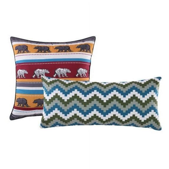 Black Bear Lodge Pillow Set 16" x 16", 10" x 22" by Greenland Home Fashion