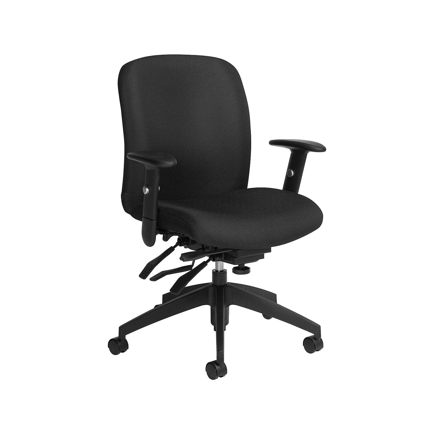 Truform Ebony Fabric Swivel Task Chair with Adjustable Arms