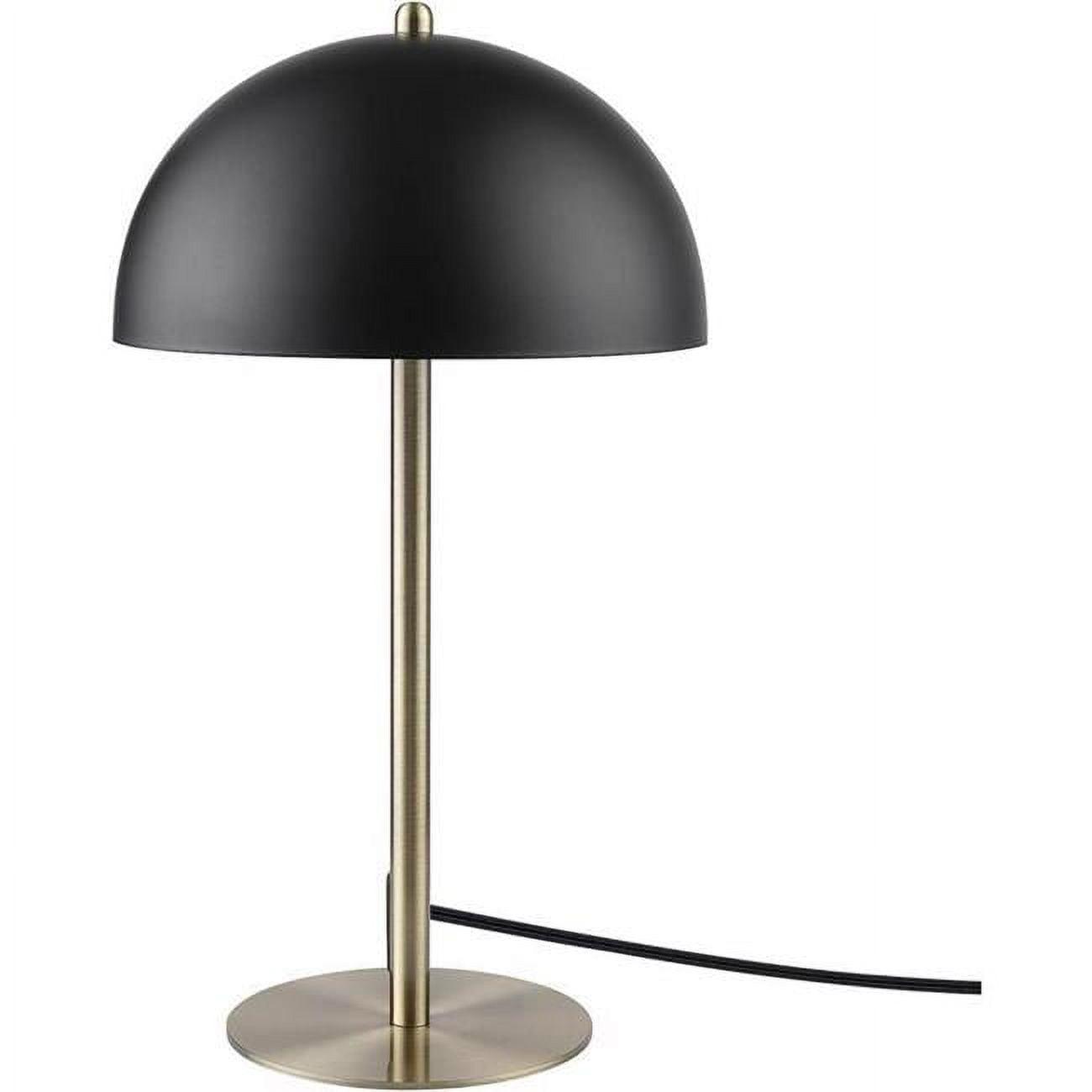 Luna 15" Matte Black Metal Desk Lamp with Mushroom Shade