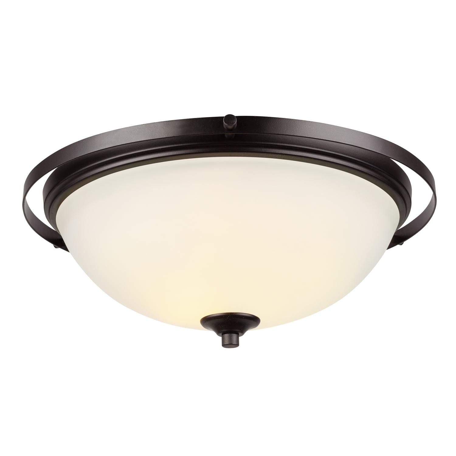 Elegant Bronze and Frosted Glass 14" Globe Flush Mount Light