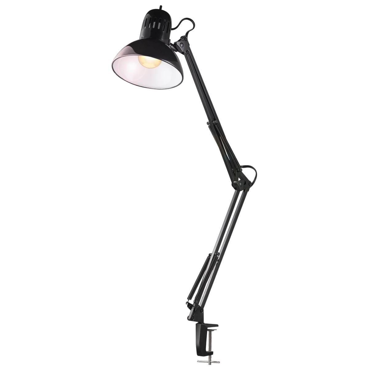 Adjustable Black Metal Clamp-On Desk Lamp with Edison Bulb Capability