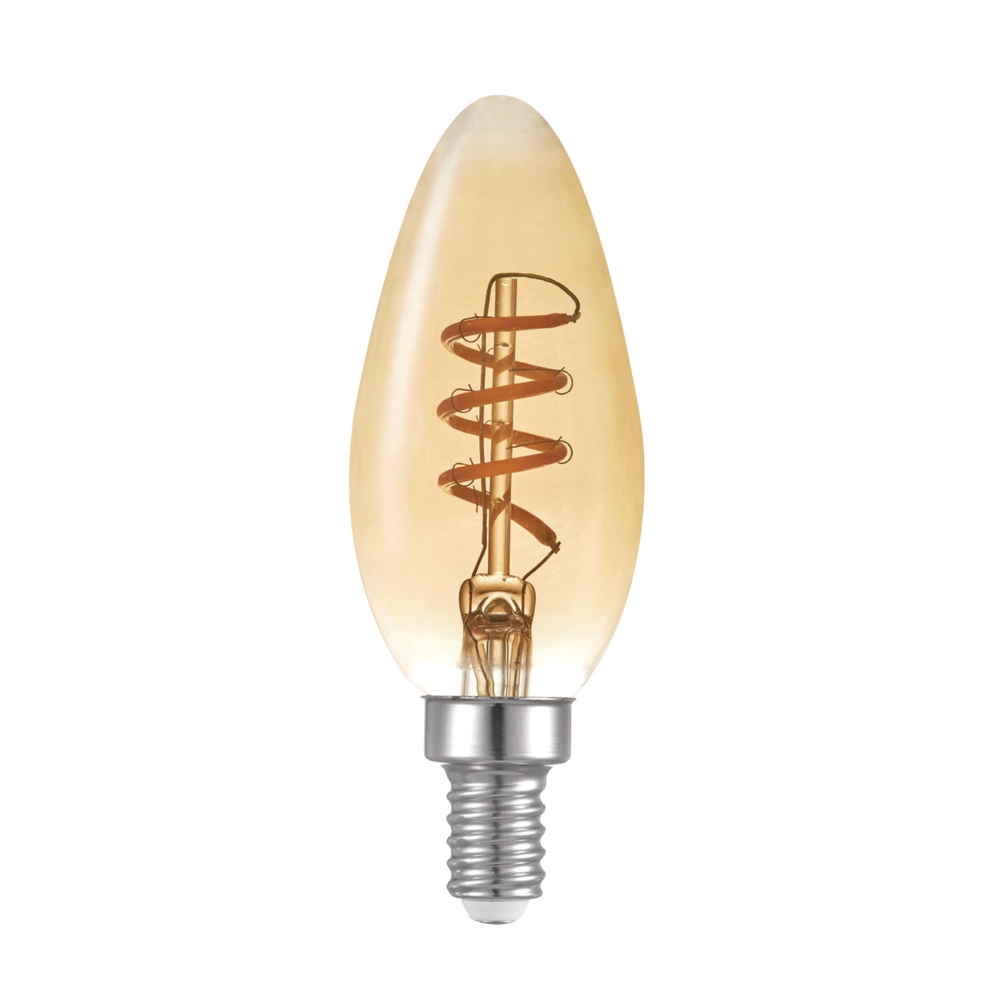 Vintage Amber Glass Dimmable LED Candelabra Bulb, 4.5W