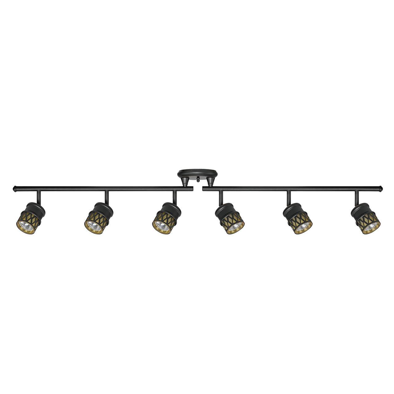 Kearney 46'' Oil Rubbed Bronze 6-Light Adjustable Track Lighting with Champagne Glass Shades