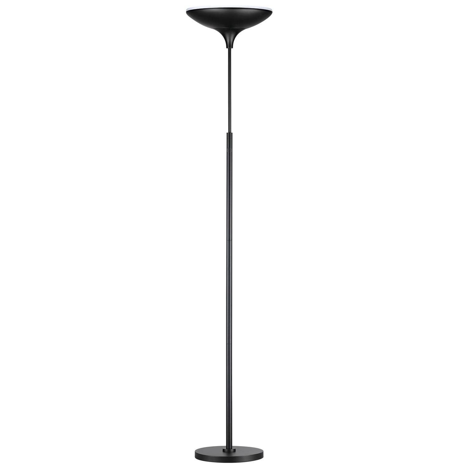 Adjustable Matte Black LED Torchiere Floor Lamp for Kids, Energy Star