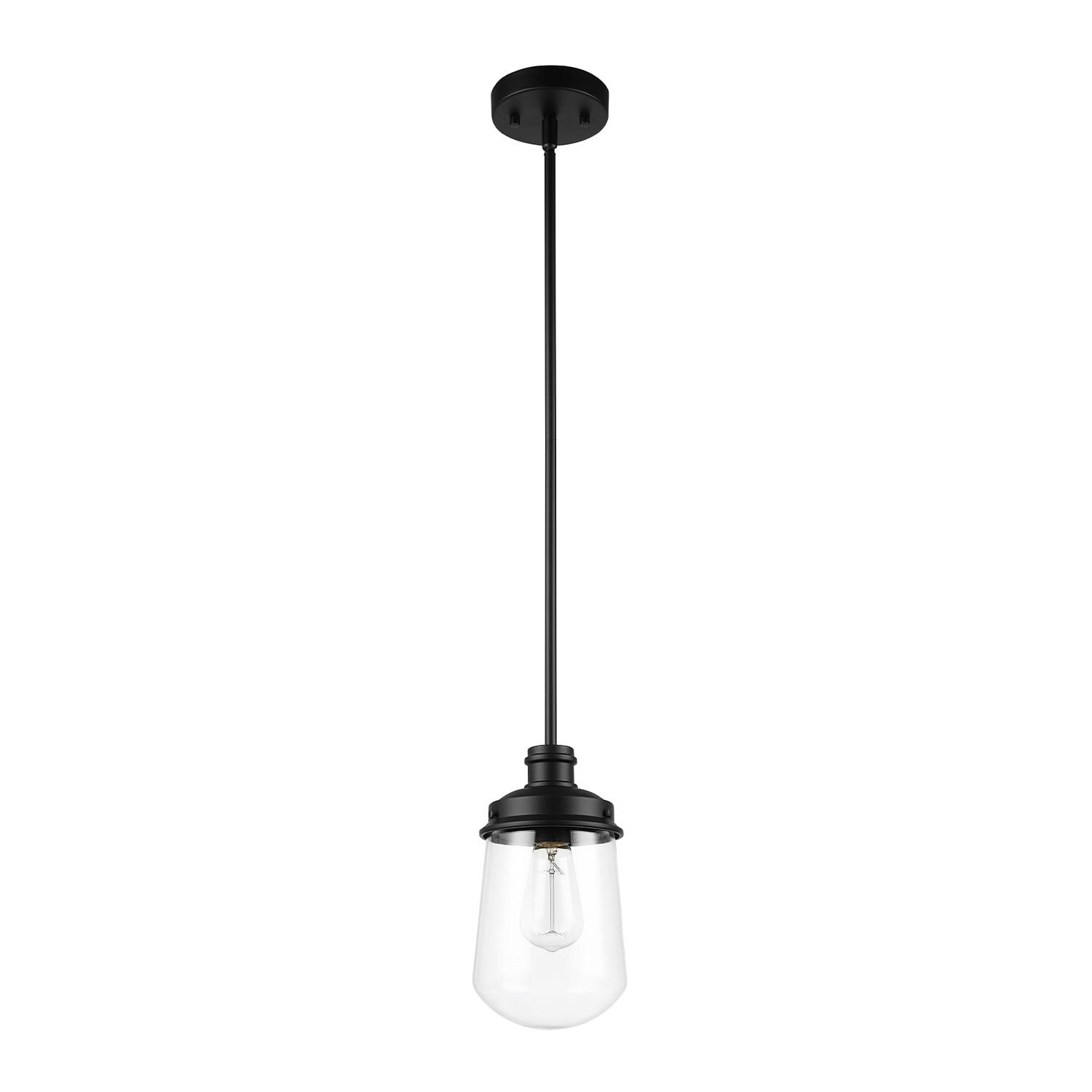 Matte Black Mini Vintage Pendant Light with Clear Glass Shade