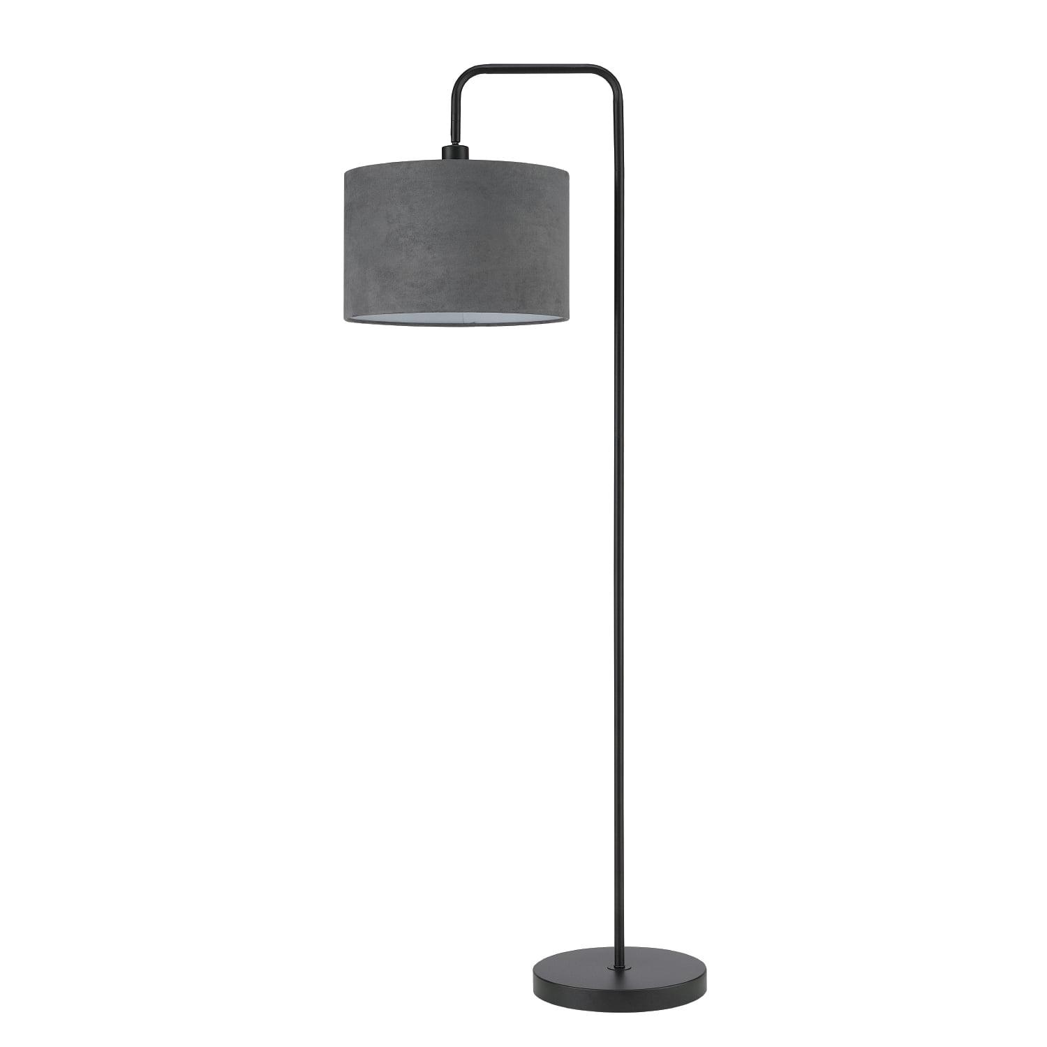 58" Adjustable Black Floor Lamp with Dark Gray Fabric Shade
