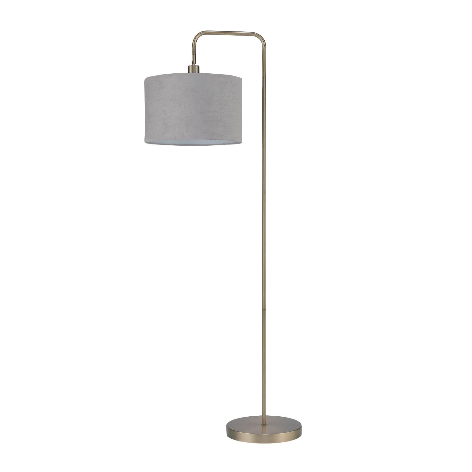 Globe Electric Barden 58" Brass Floor Lamp with Light Gray Velvet Shade, 67398