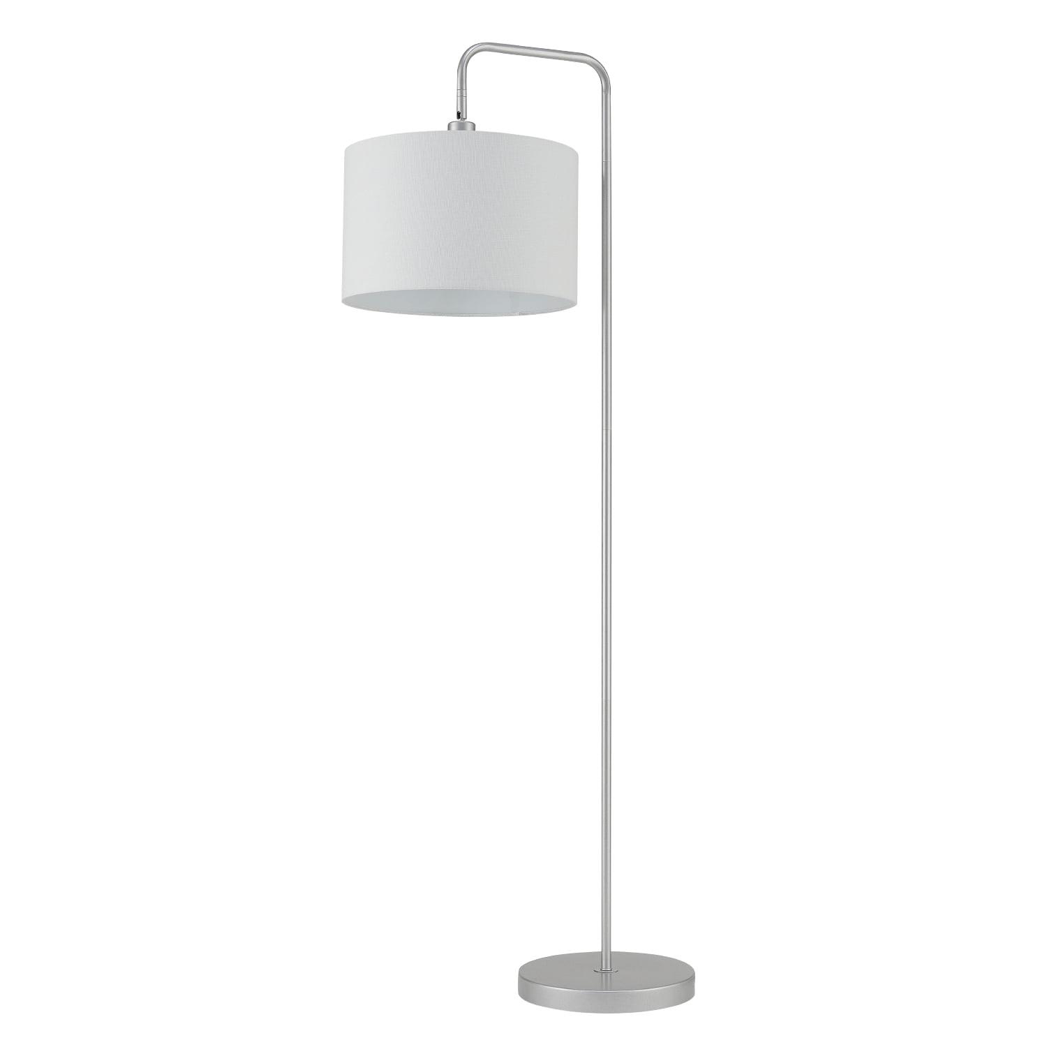 Globe Electric Barden 58" Silver Finish Floor Lamp with White Fabric Shade, 67396