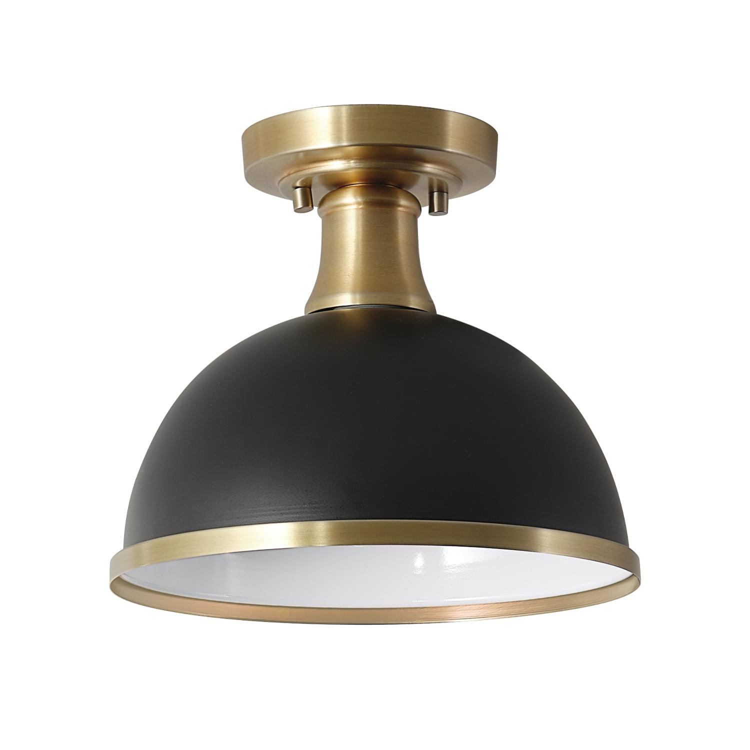 Beckett 10.35" Matte Black and Brass Farmhouse Bowl Ceiling Light