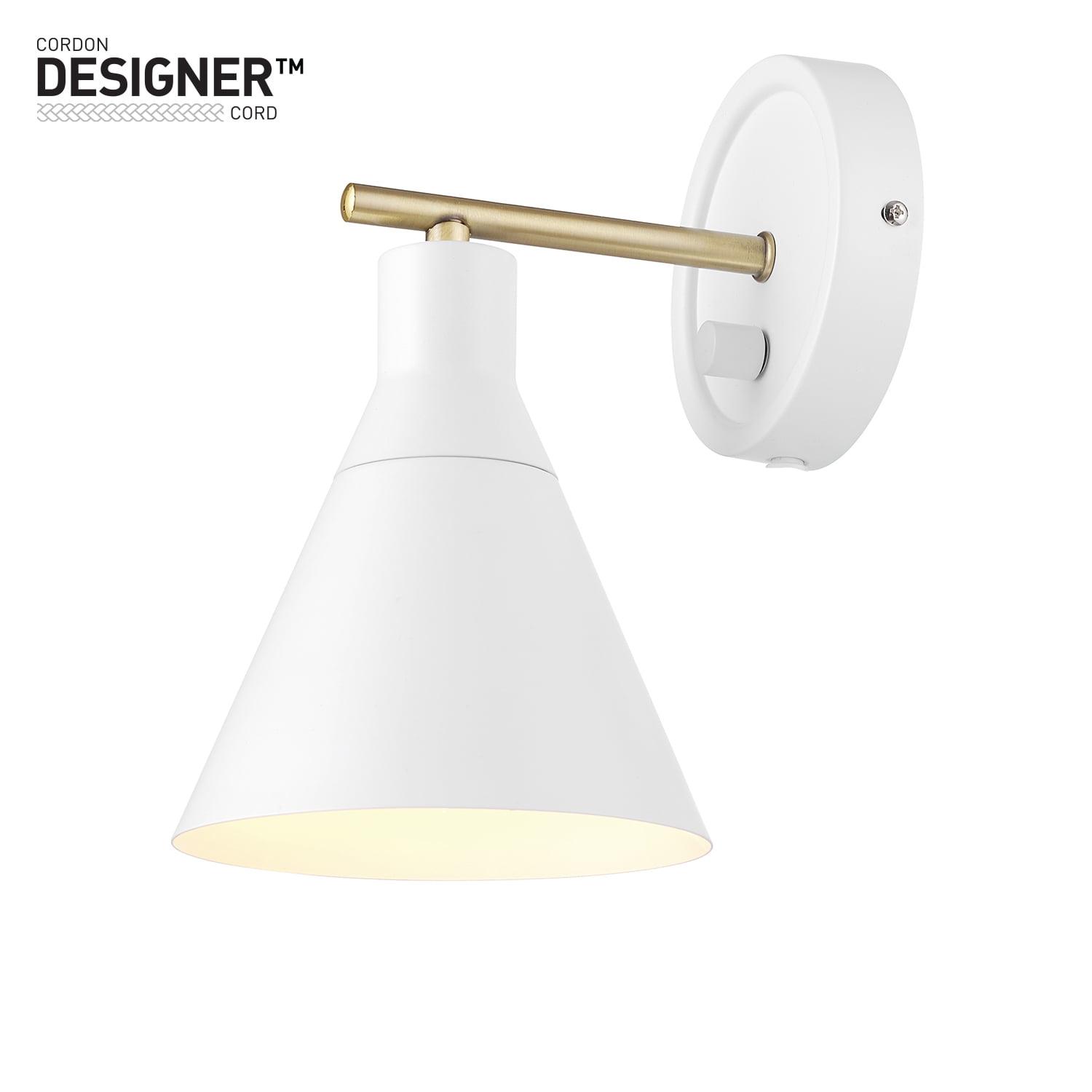 Matte White Brass Accent Dimmable Wall Sconce