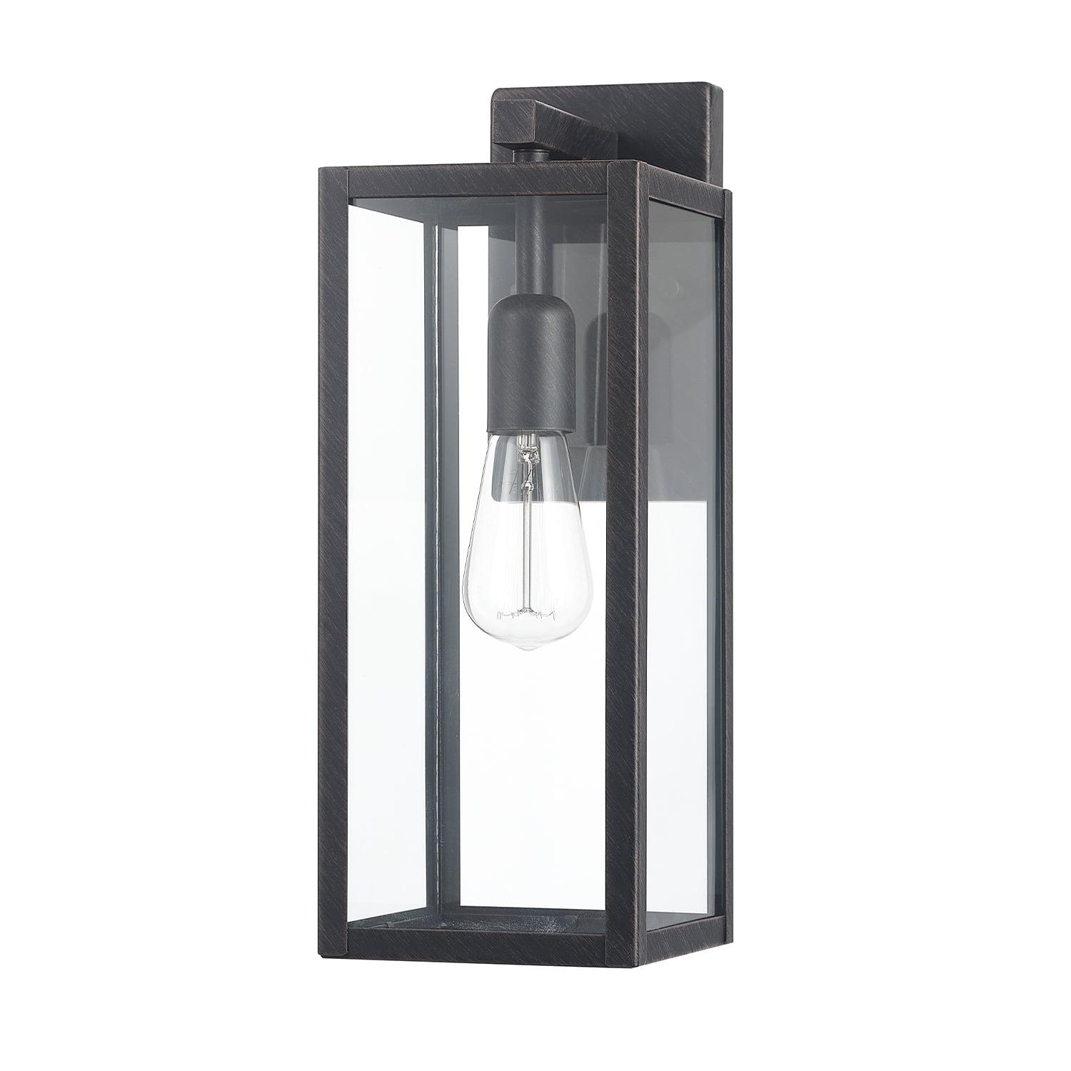 Bowery Brushed Dark Bronze Lantern Wall Sconce with Clear Glass