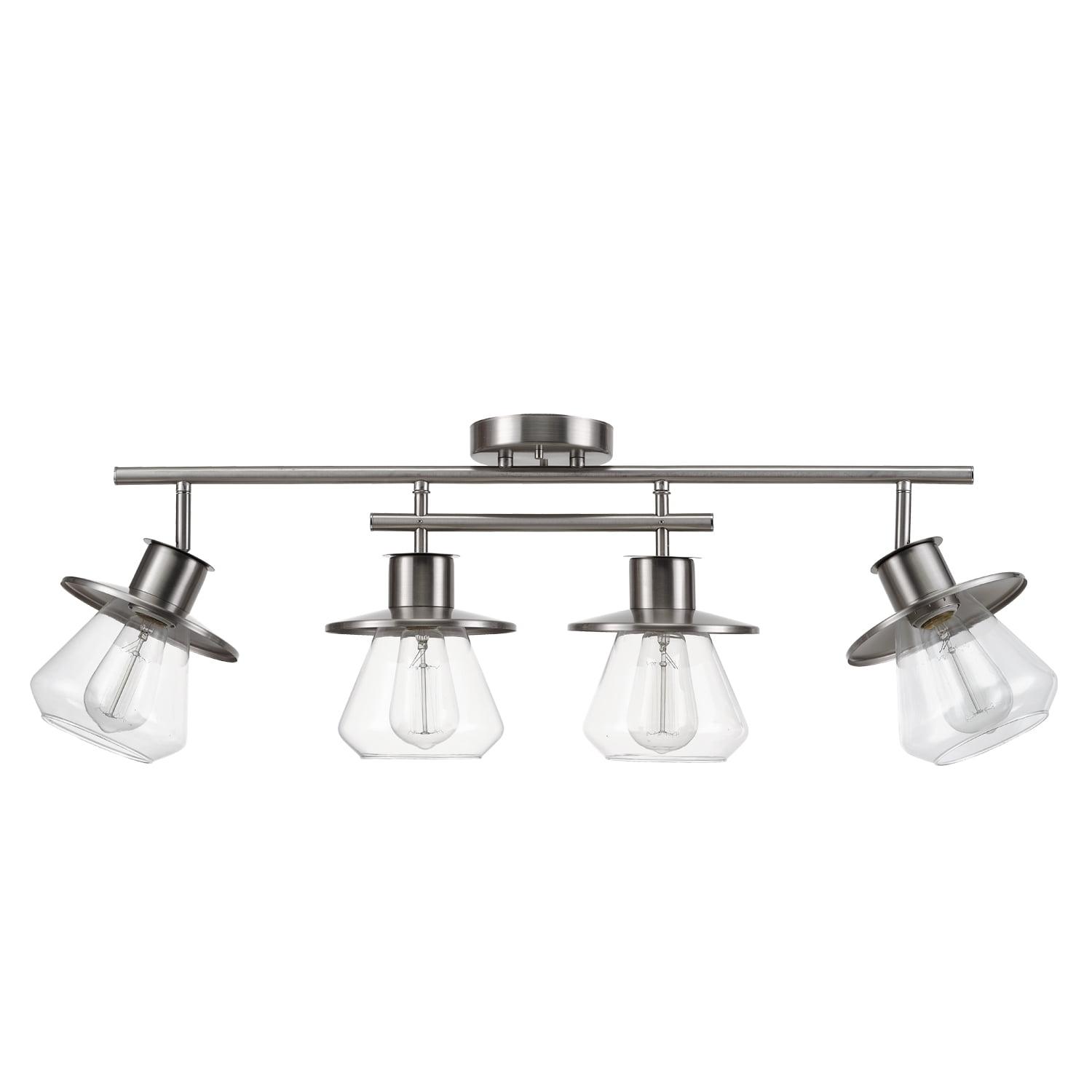Globe Electric Nate 4-Light Brushed Nickel Track Lighting Kit with Clear Glass Shades, 57504