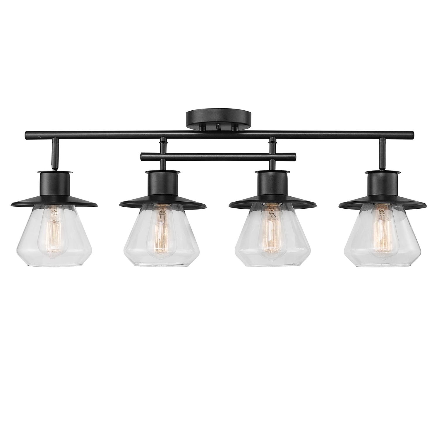 Nate 4-Light Black and Clear Glass Track Lighting Kit